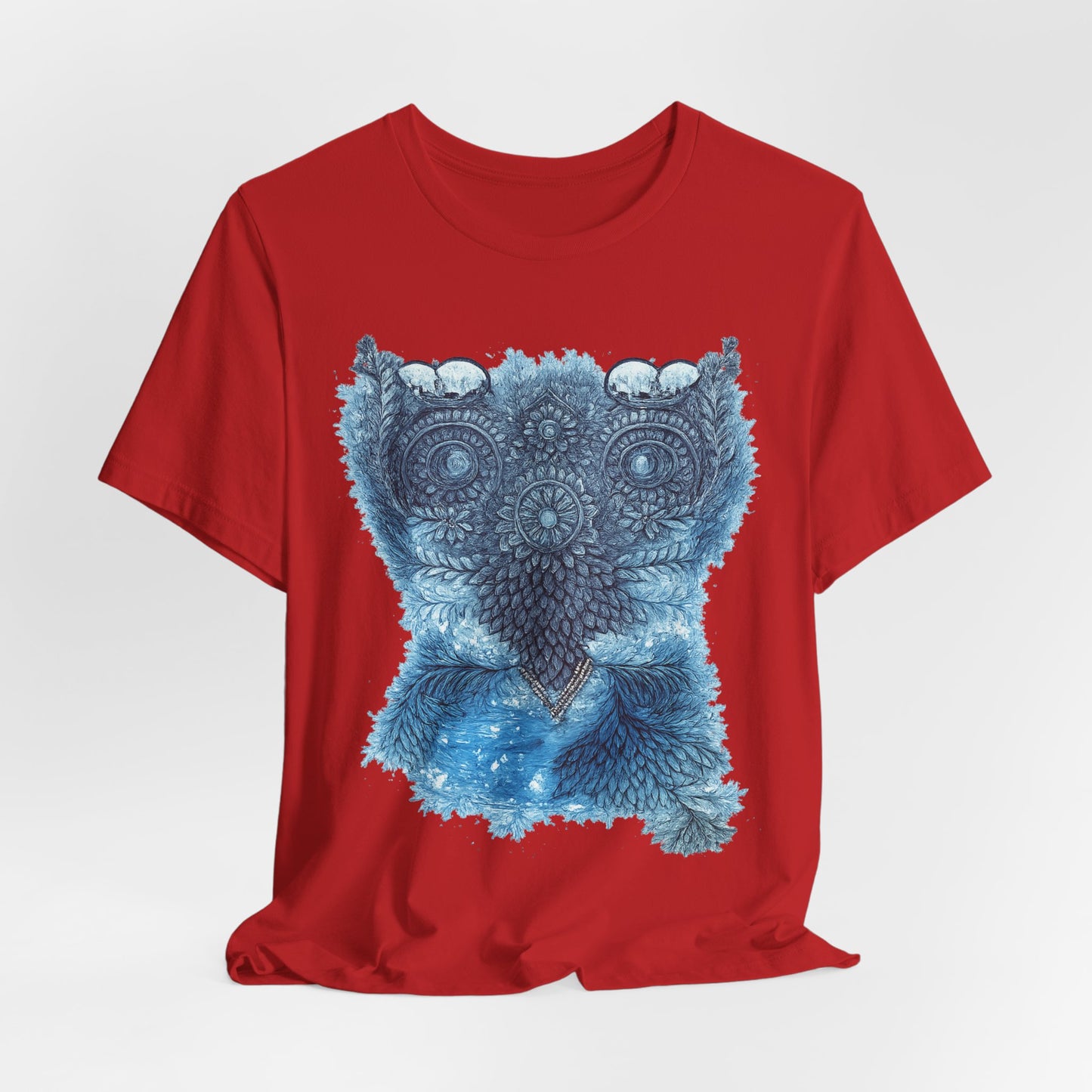 Owl Mandala Graphic Tee — Blue Ornamental Owl T-Shirt