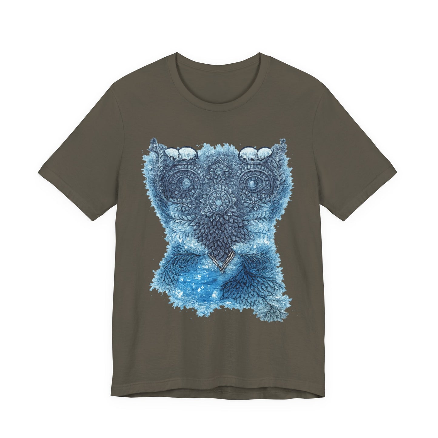 Owl Mandala Graphic Tee — Blue Ornamental Owl T-Shirt