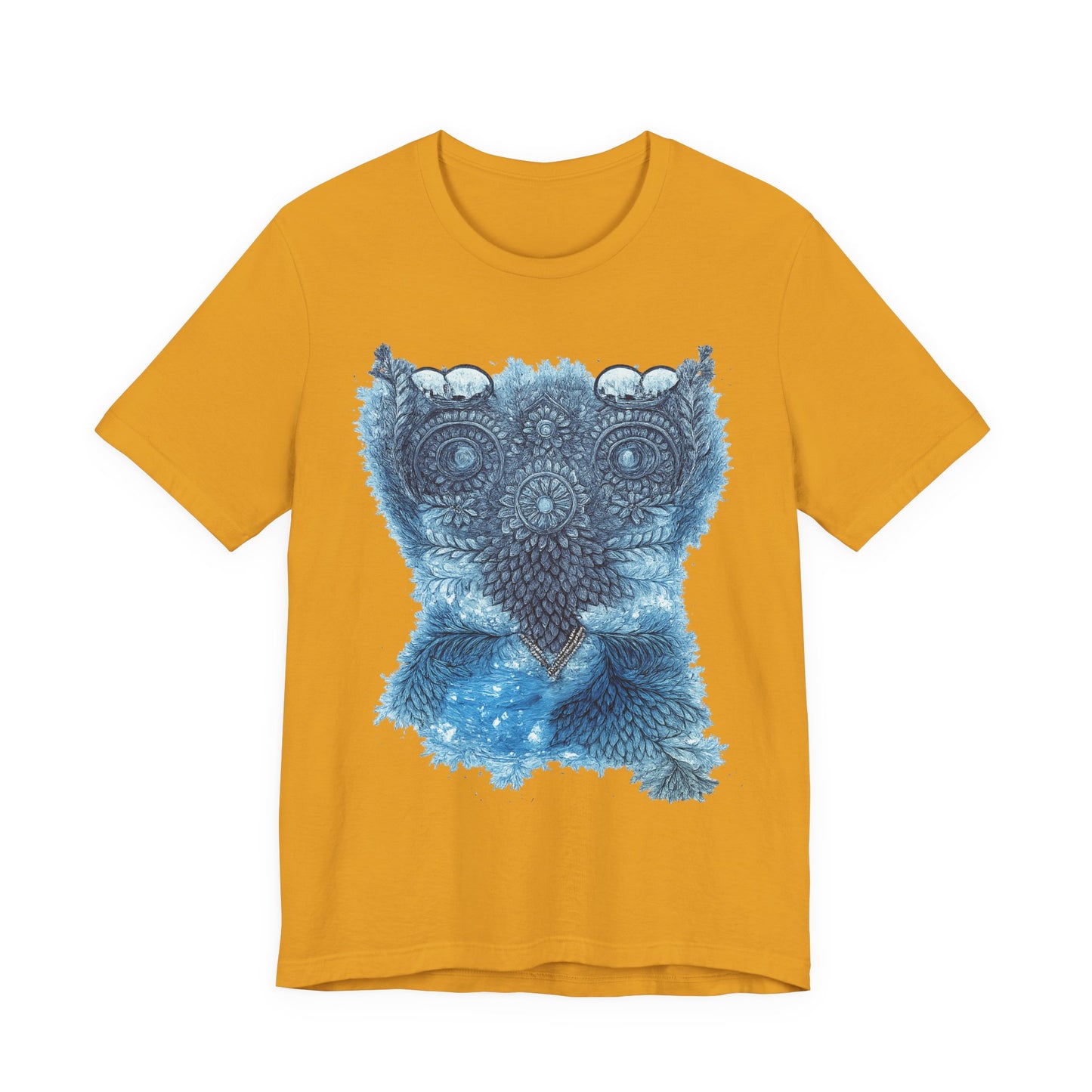 Owl Mandala Graphic Tee — Blue Ornamental Owl T-Shirt