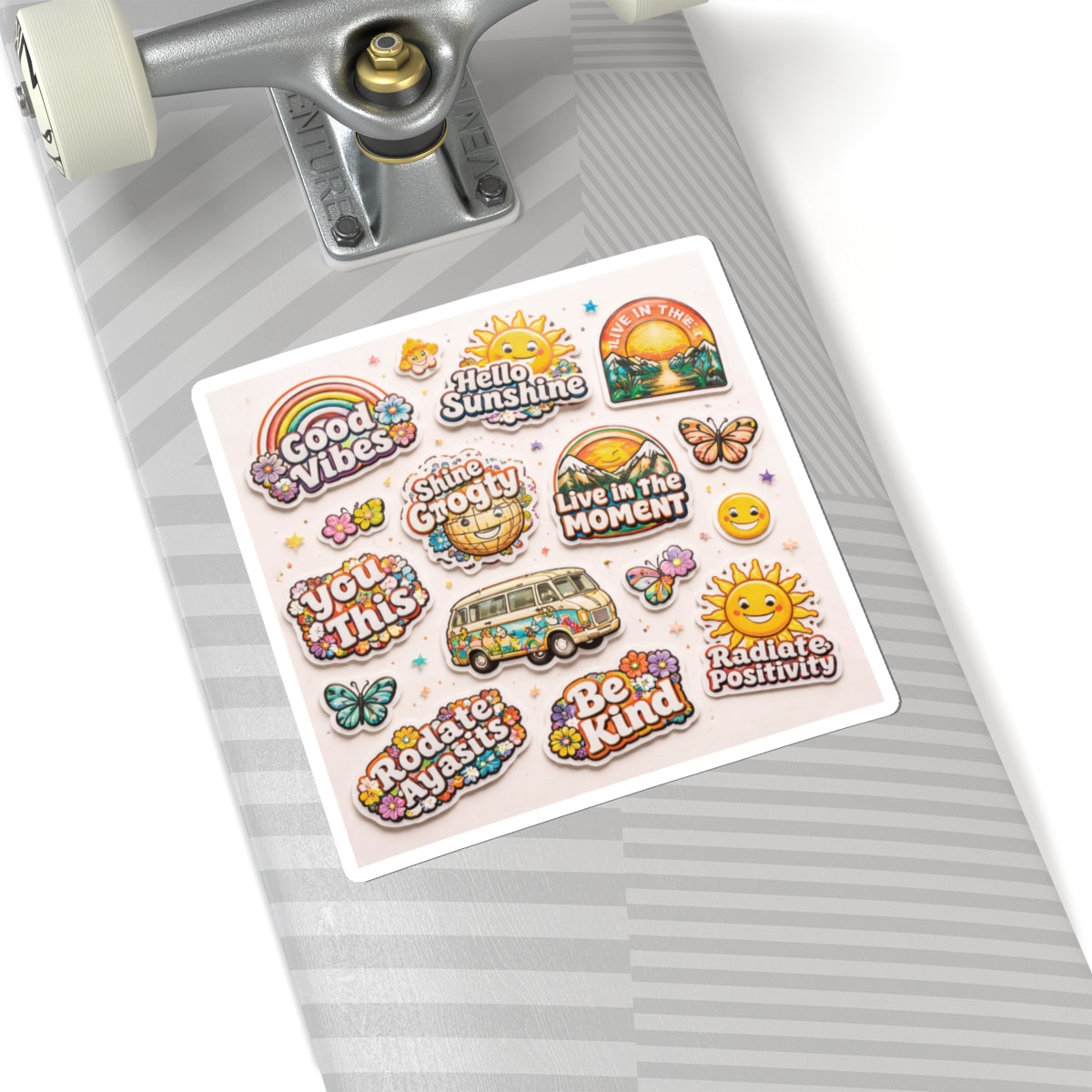Positive Vibes Kiss-Cut Sticker Sheet — Retro Sunshine & Inspirational Messages
