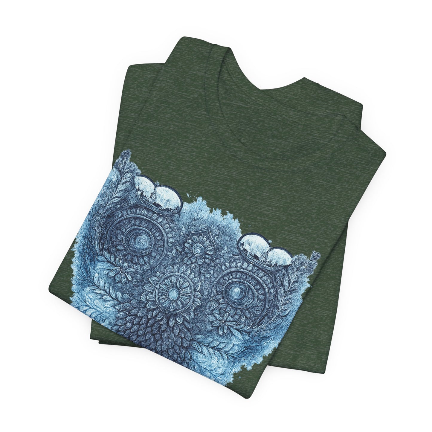 Owl Mandala Graphic Tee — Blue Ornamental Owl T-Shirt