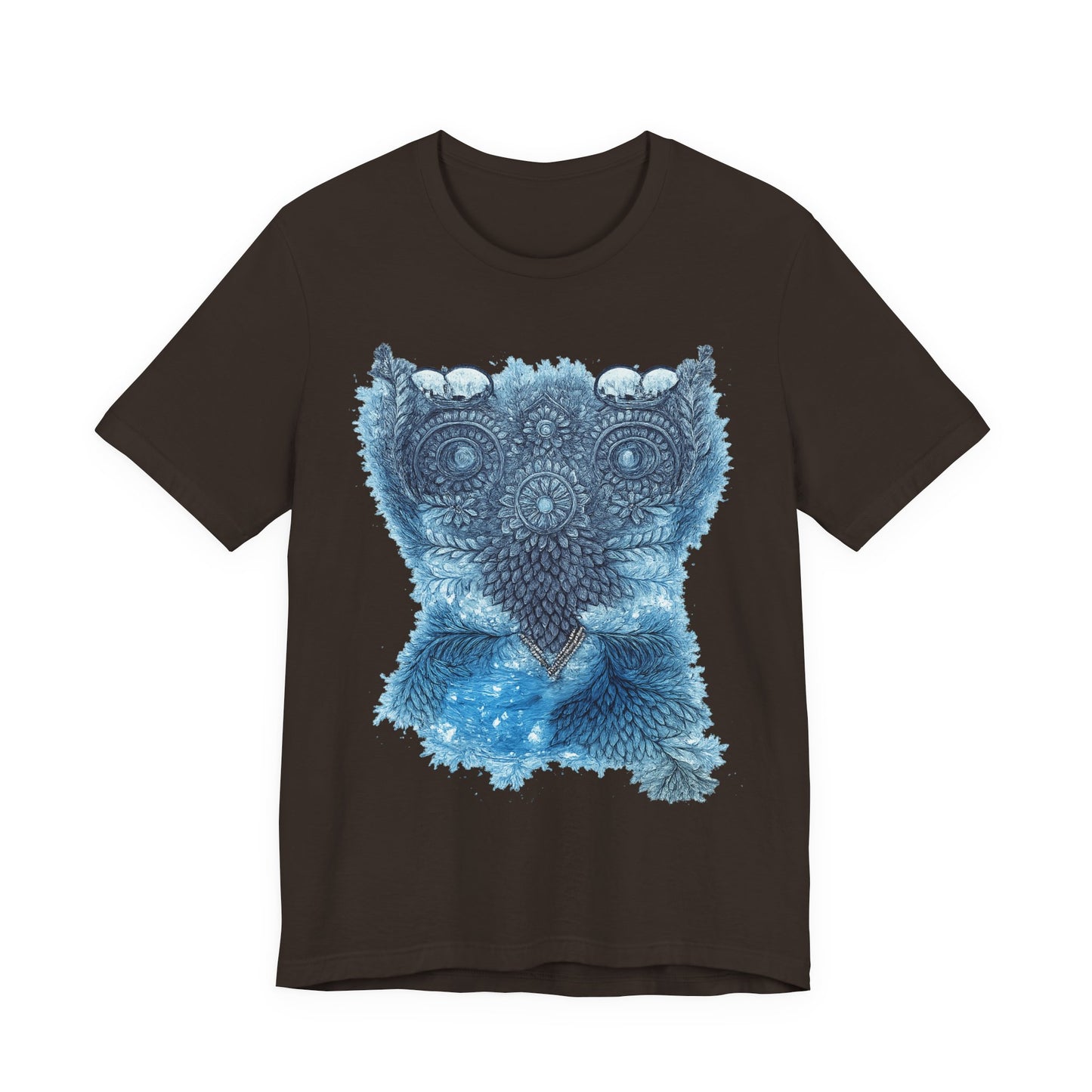 Owl Mandala Graphic Tee — Blue Ornamental Owl T-Shirt