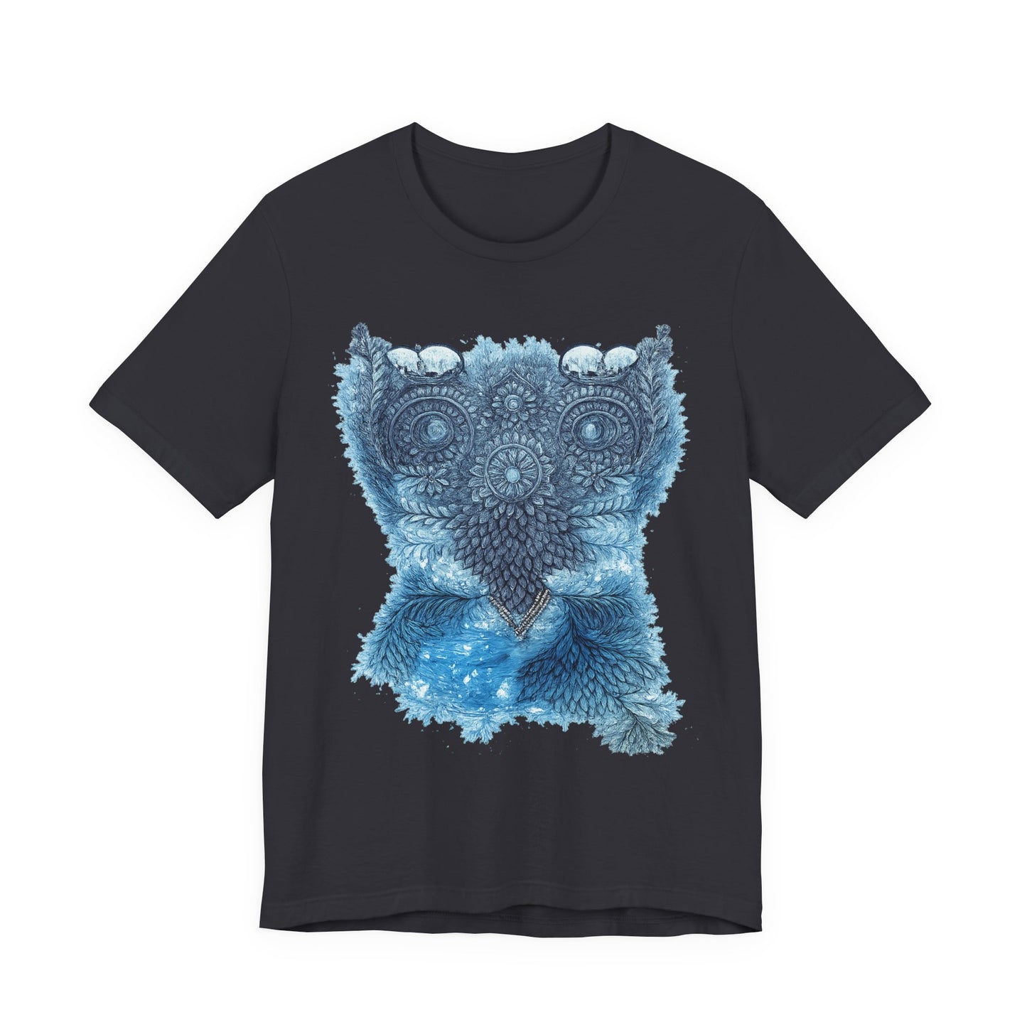 Owl Mandala Graphic Tee — Blue Ornamental Owl T-Shirt