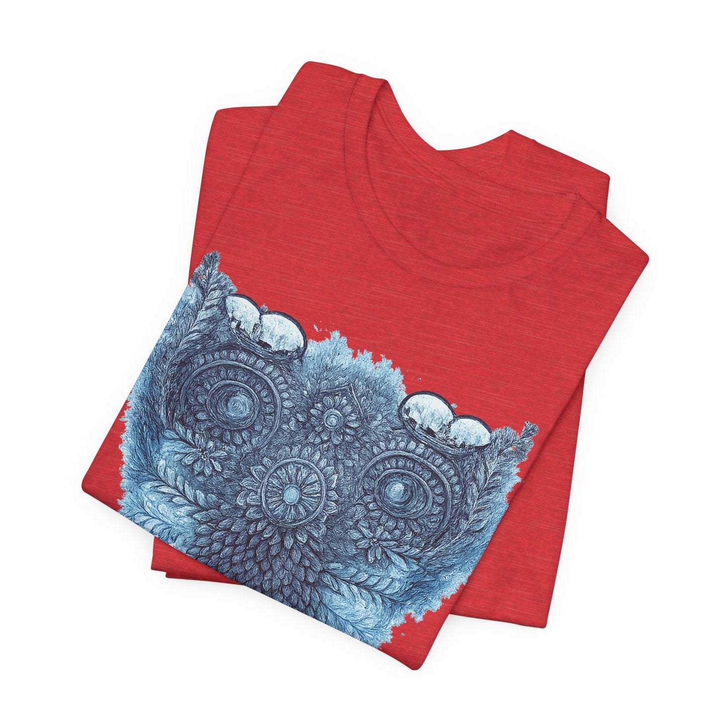 Owl Mandala Graphic Tee — Blue Ornamental Owl T-Shirt