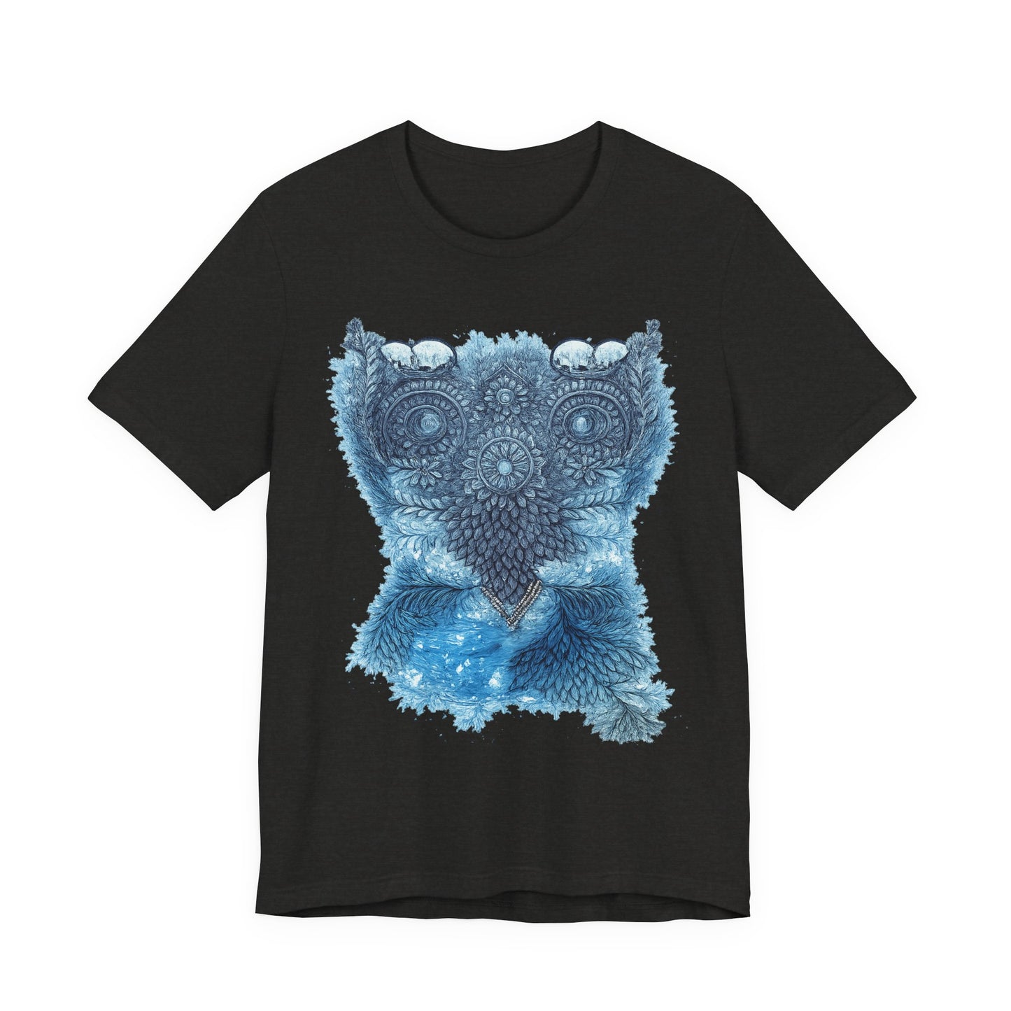 Owl Mandala Graphic Tee — Blue Ornamental Owl T-Shirt