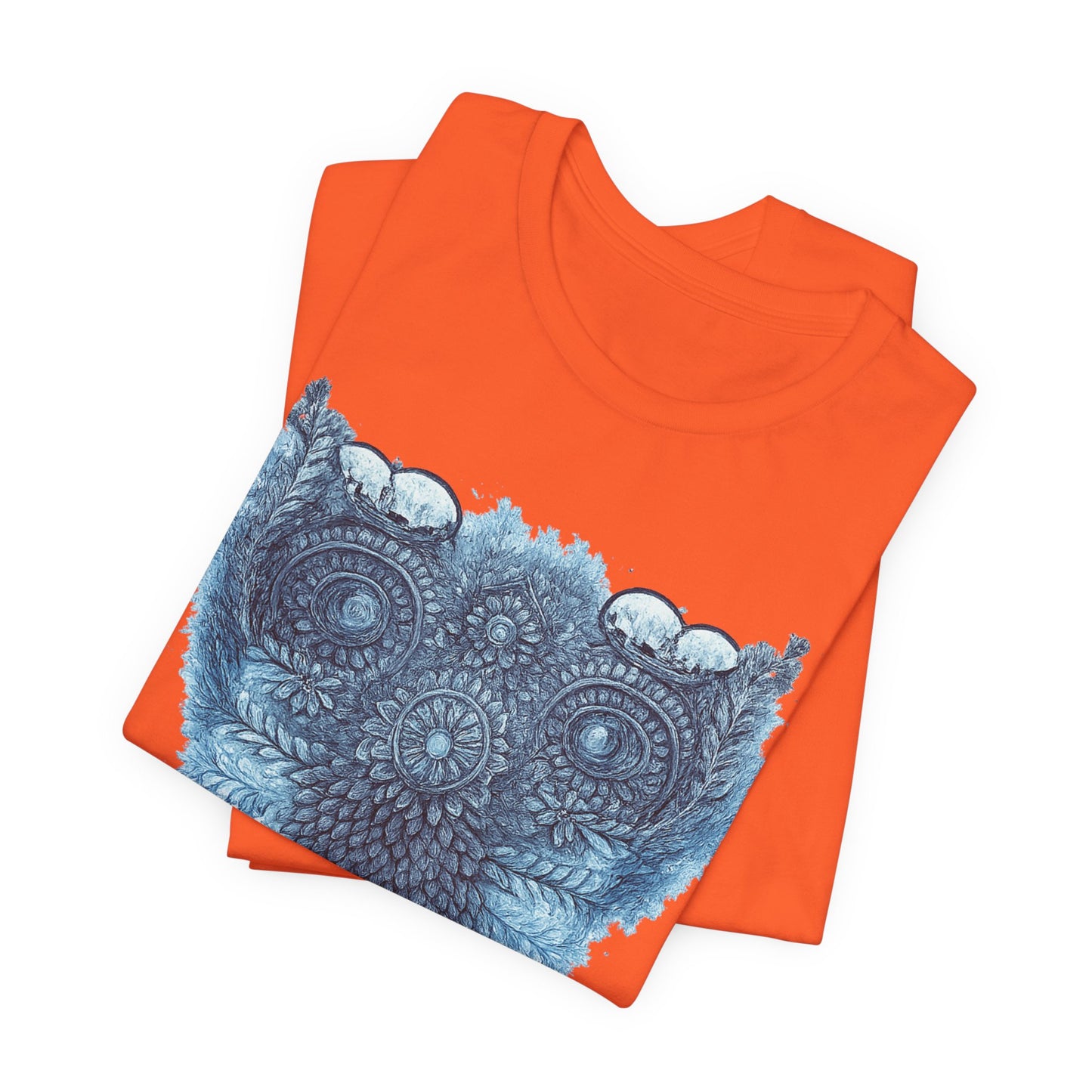 Owl Mandala Graphic Tee — Blue Ornamental Owl T-Shirt