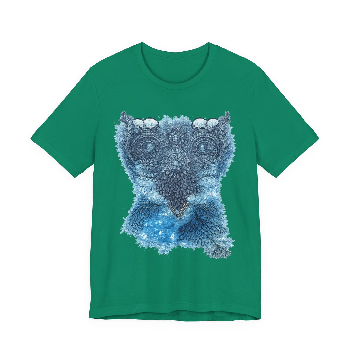 Owl Mandala Graphic Tee — Blue Ornamental Owl T-Shirt