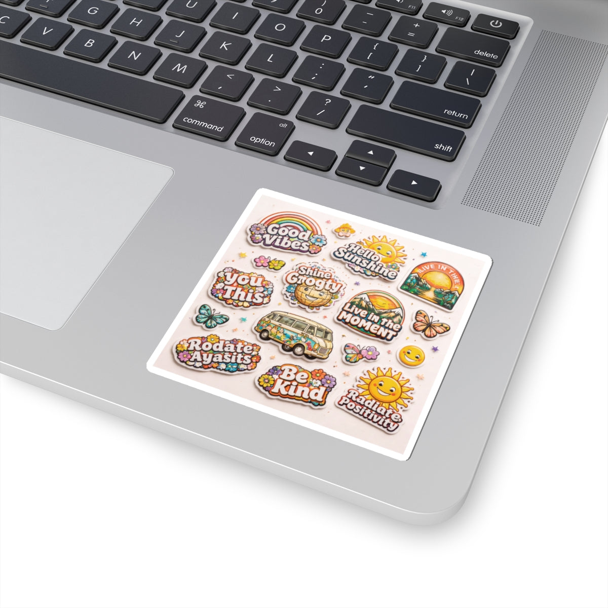 Positive Vibes Kiss-Cut Sticker Sheet — Retro Sunshine & Inspirational Messages
