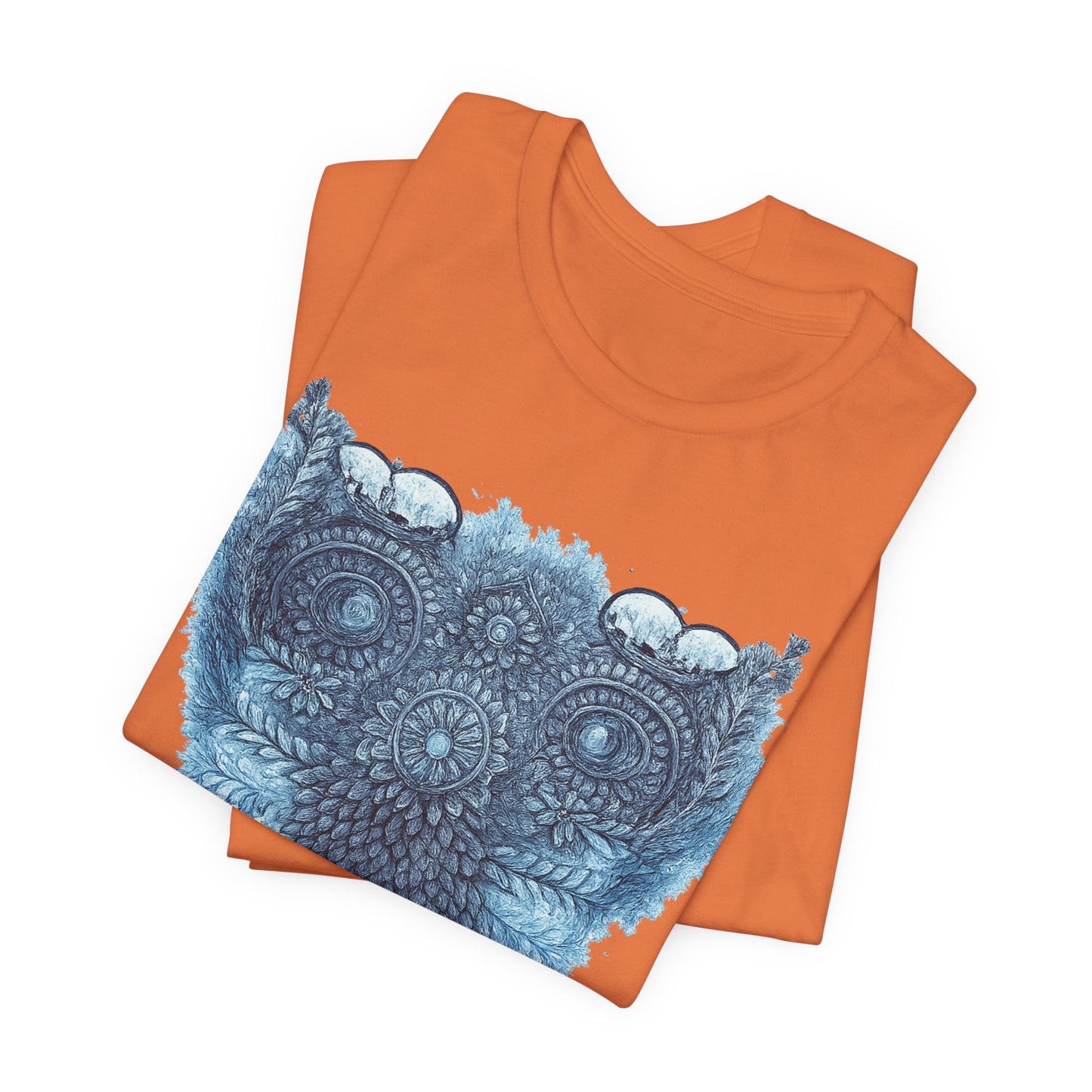 Owl Mandala Graphic Tee — Blue Ornamental Owl T-Shirt
