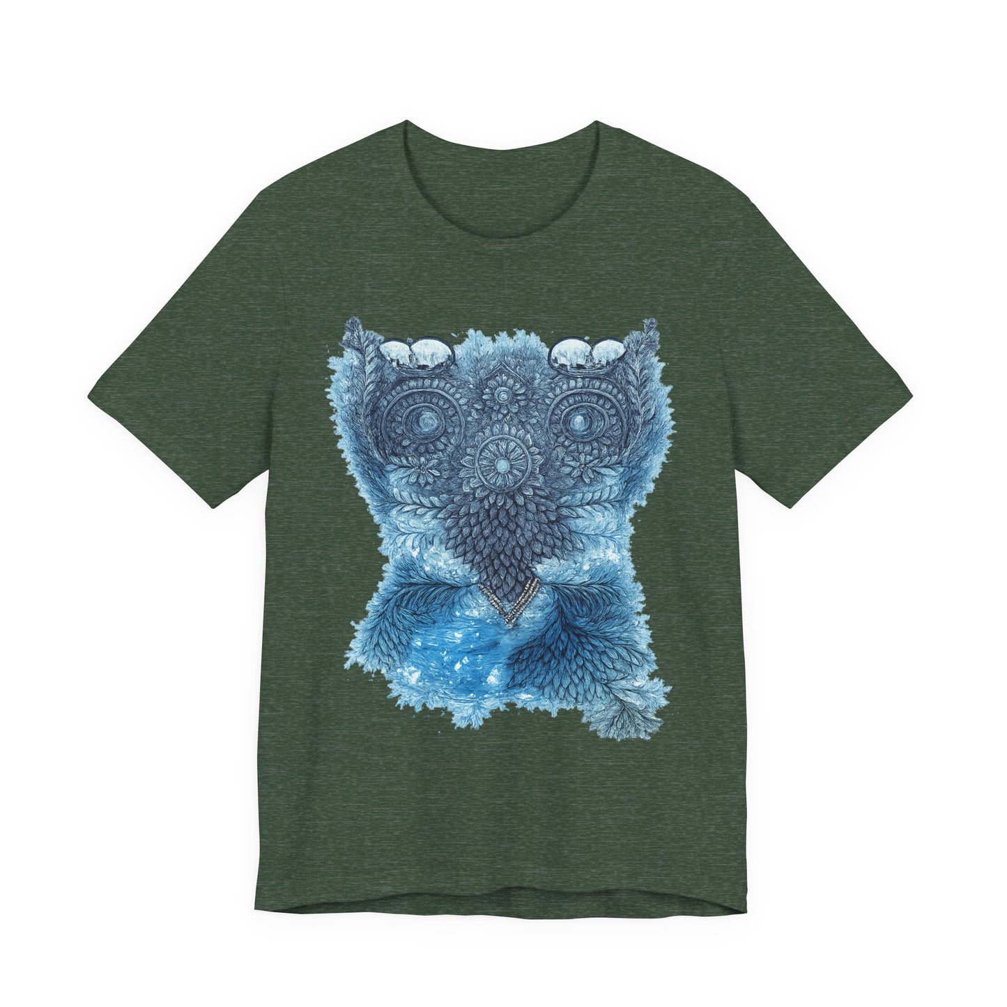 Owl Mandala Graphic Tee — Blue Ornamental Owl T-Shirt