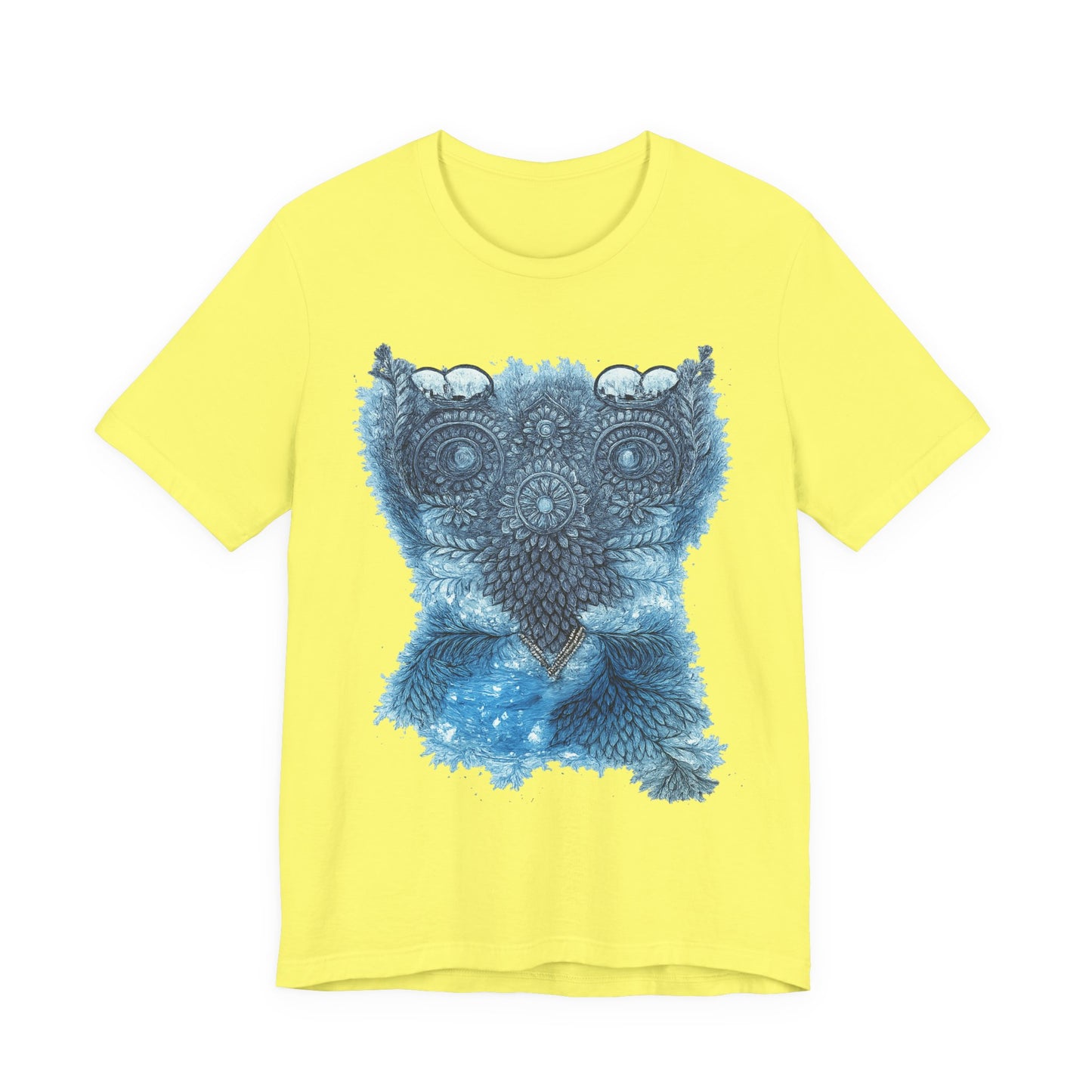 Owl Mandala Graphic Tee — Blue Ornamental Owl T-Shirt